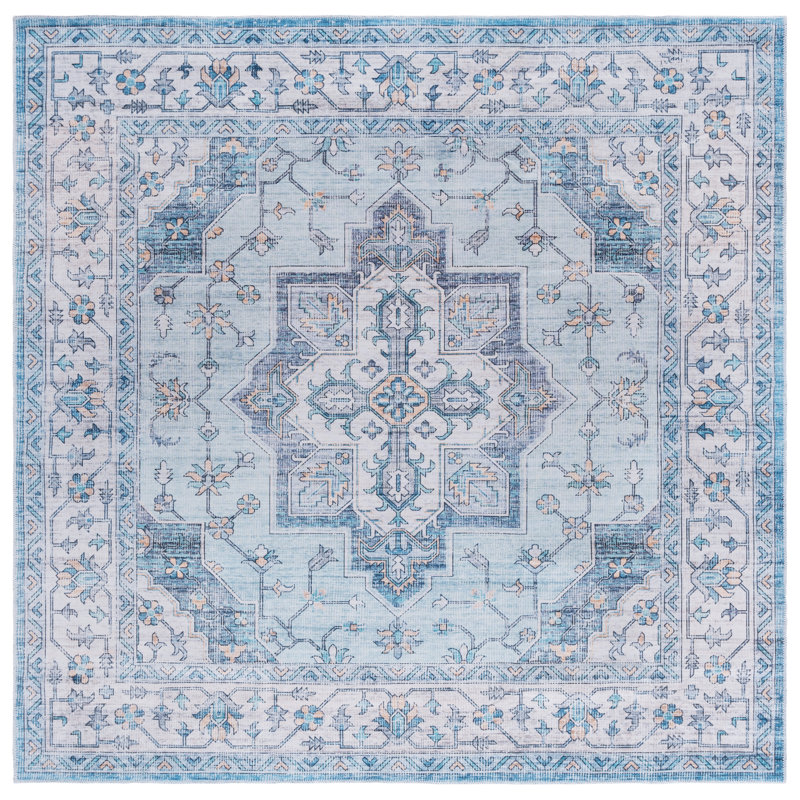 Tapis oriental lavable à la machine Bonifay, Carré 6 pi