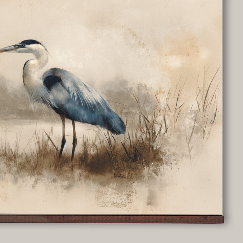 Tapisserie en toile Heron in Misty Marsh, H 40 po x l 60 po