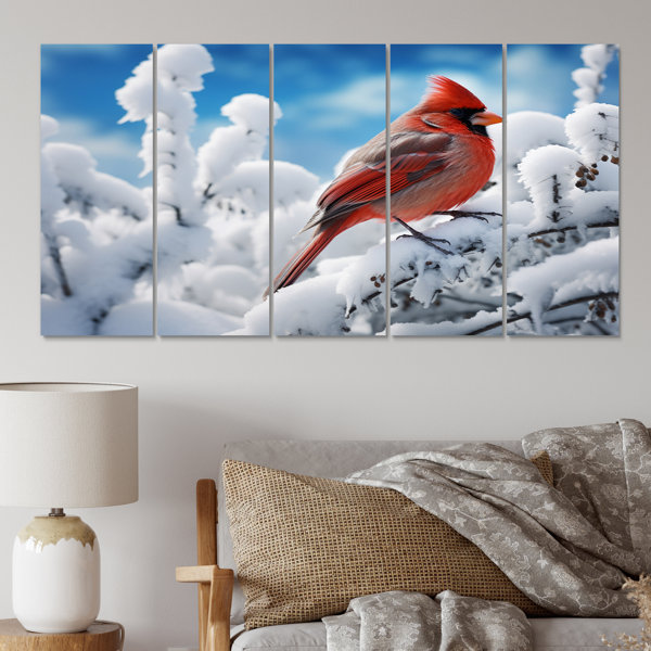 DesignArt Canada Red Cardinal Bird Winter Wonderland II - Animals Metal ...