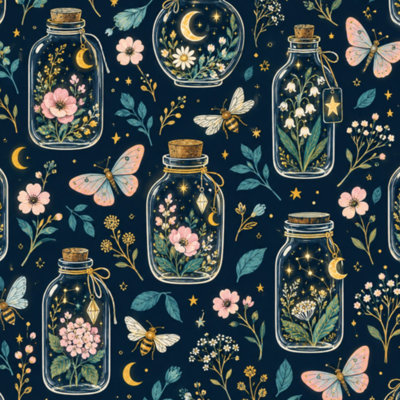 Peel and Stick Wallpaper bee butterfly floral bottle Night moon star pink leaves wildflowers Contact Paper Removable Self Adhesive Wall Mural Wall Decor for Bedroom Kitchen Cabinets 24in x 118in