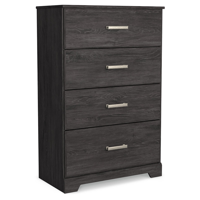 Eria 30.24'' W 4 - Drawer Dresser, Black/Nickel