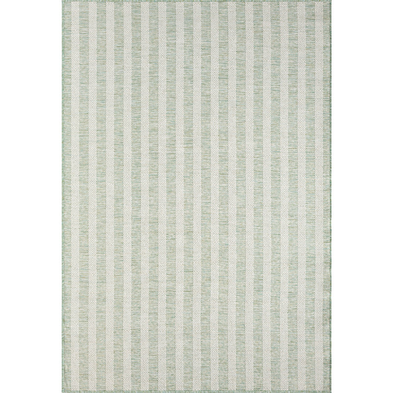 Abani OCE110B Striped Green Cream Indoor/Outdoor Area Rug, Rectangle 7'9" x 10'2"