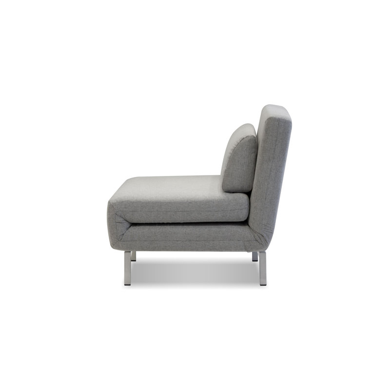Fauteuil-lit pivotant rembourré Iso, Bleu, Argent argent