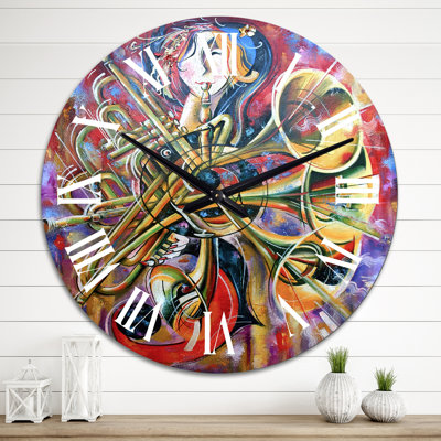 Horloge murale bohème et éclectique, impression multicolore abstraite
