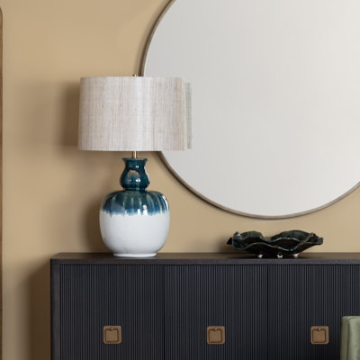 31.5" Ceramic Table Lamp With Burlap Shade