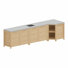 Îlot de cuisine l 137,8 po avec découpe pour évier, grande armoire de barbecue pour patio avec tablettes de rangement, armoire de bar d'extérieur à grain de bois