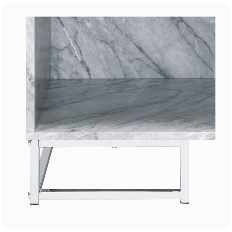 Table d'appoint Azrael 24 po L x 16 po P x 25 po H, 1 tiroir, imitation marbre