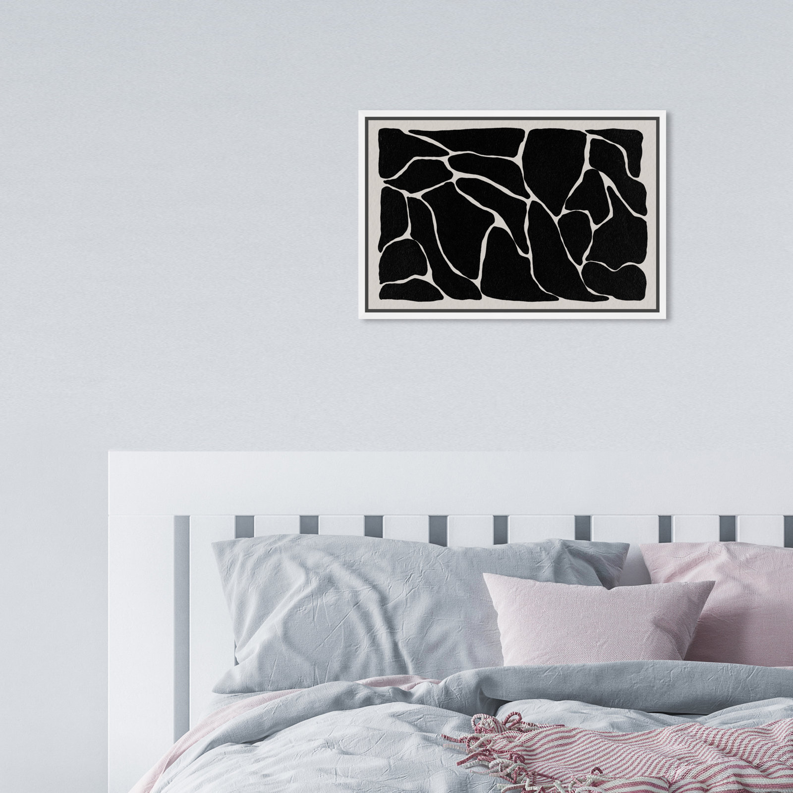 Abstract Black and White Giraffe Pattern Print, 11" H x 16" W, White