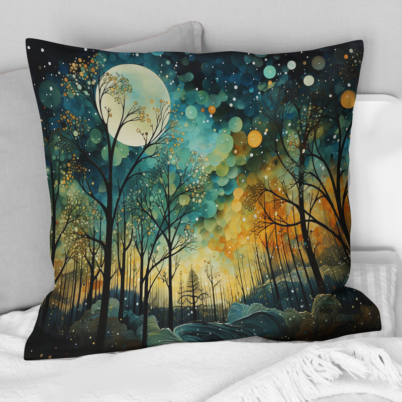 Enchanted Forest - Abstract Collages Printed Throw Pillow