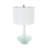 Cole And Grey Glass Textured Frosted Round Room Table Lamp With White Drum Shade And Silver Base