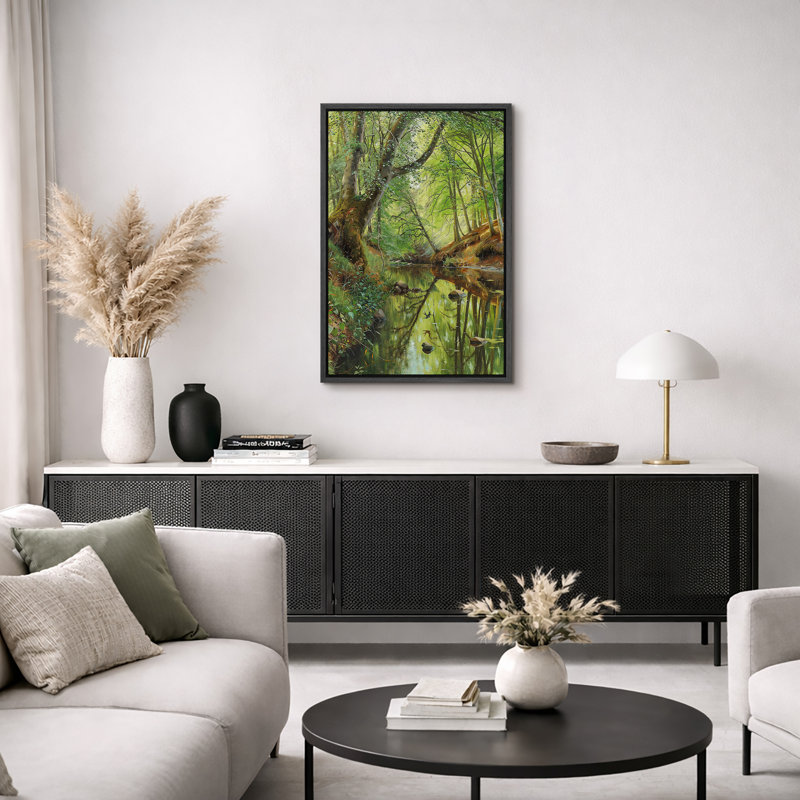 «Quiet Green Forest Creek», art de la rivière Peaceful Nature, impression sur toile encadrée, impression numérique