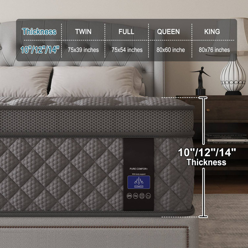 Medium-Firm And Euro Top  Cooling Memory Foam Hybrid Mattress and bed In A Box, Queen, 10"