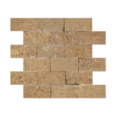 Noche 2" X 4" Brick Travertine Look Floor And Wall Mosaic