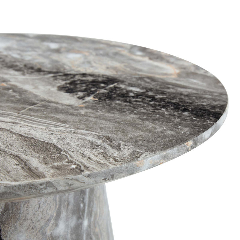 Table basse circulaire gris en fibres à densité moyenne texturée, placage texturé gris, texture délicate, adaptable à un plateau de table circulaire