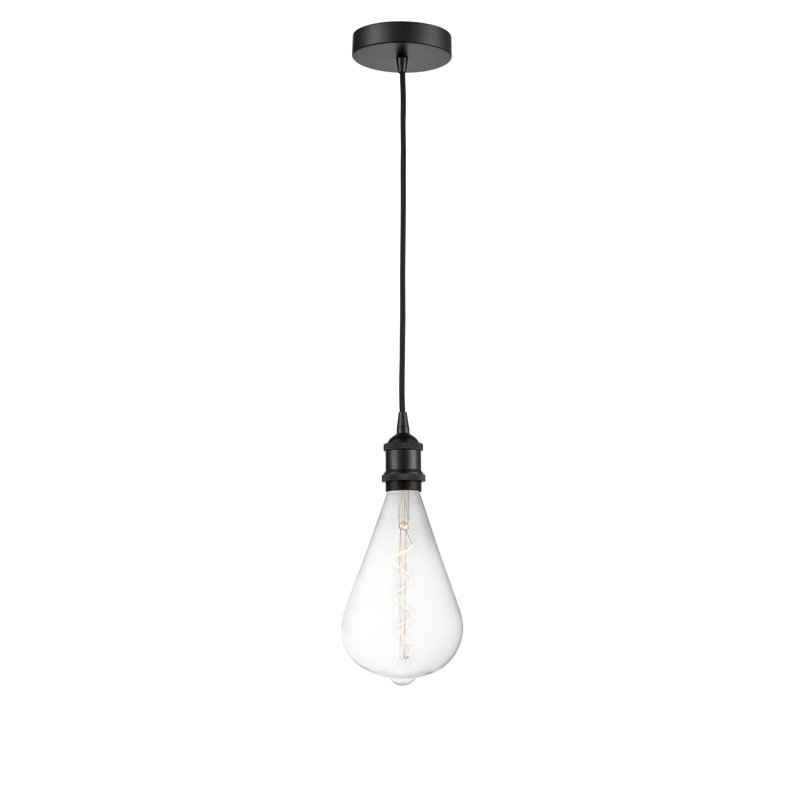Luminaire suspendu à 1 lumière Waterville, Noir mat, H 14,88 po x l 6,5 po x P 6,5 po