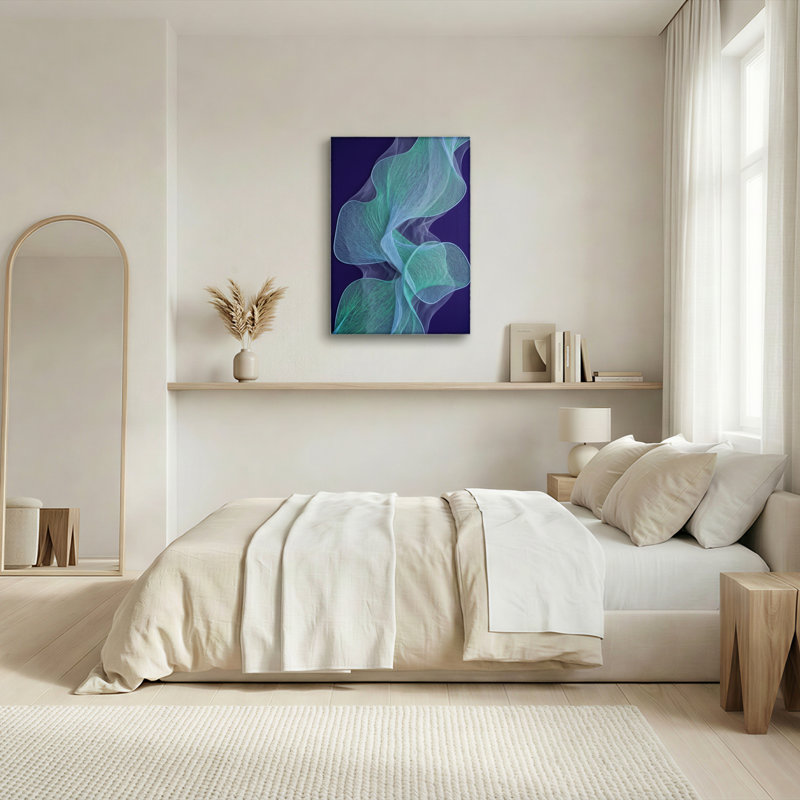 Flowing Waves Canvas Wall Art Oil Painting Print Set Of 1, 36"H x 24"W, Wrapped Canvas