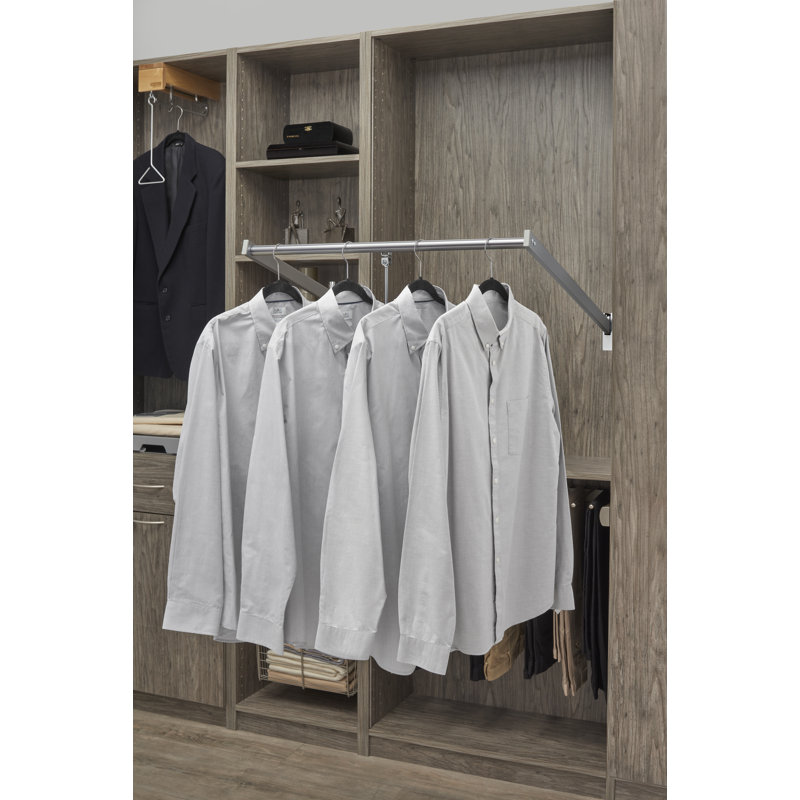 Adjustable And Trim-To-Fit Pull Down Closet Rod For Custom Closet Systems, Satin Chrome