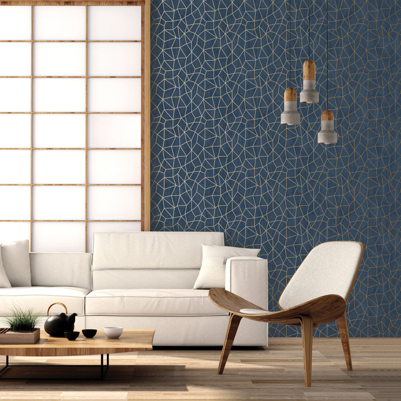 Special FX 2 Glitter Web Design Wallpaper Roll, Navy/Gold