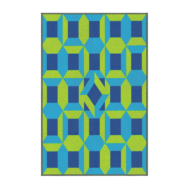 Tapis vert/bleu léger tissé électrique, Rectangle 8 pi x 12 pi