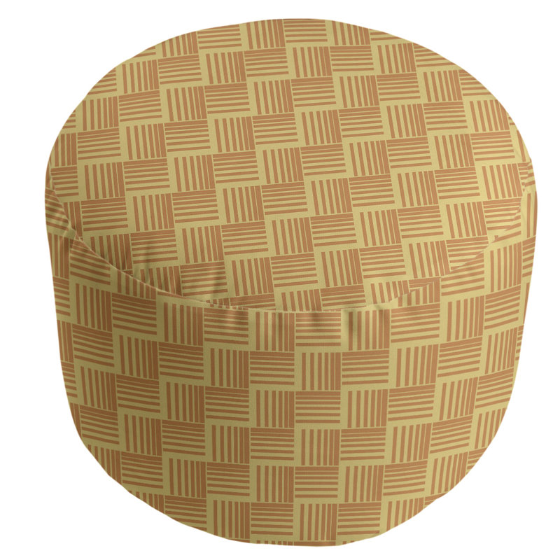 Upholstered Pouf, Yellow/Orange
