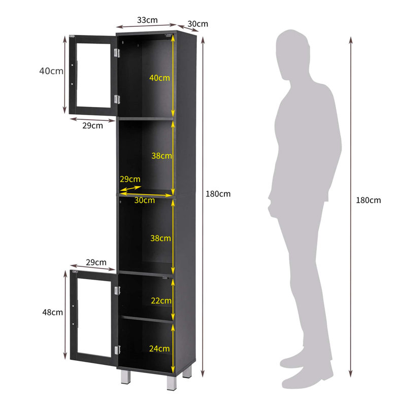 Aaleeyah Linen Cabinet, Black