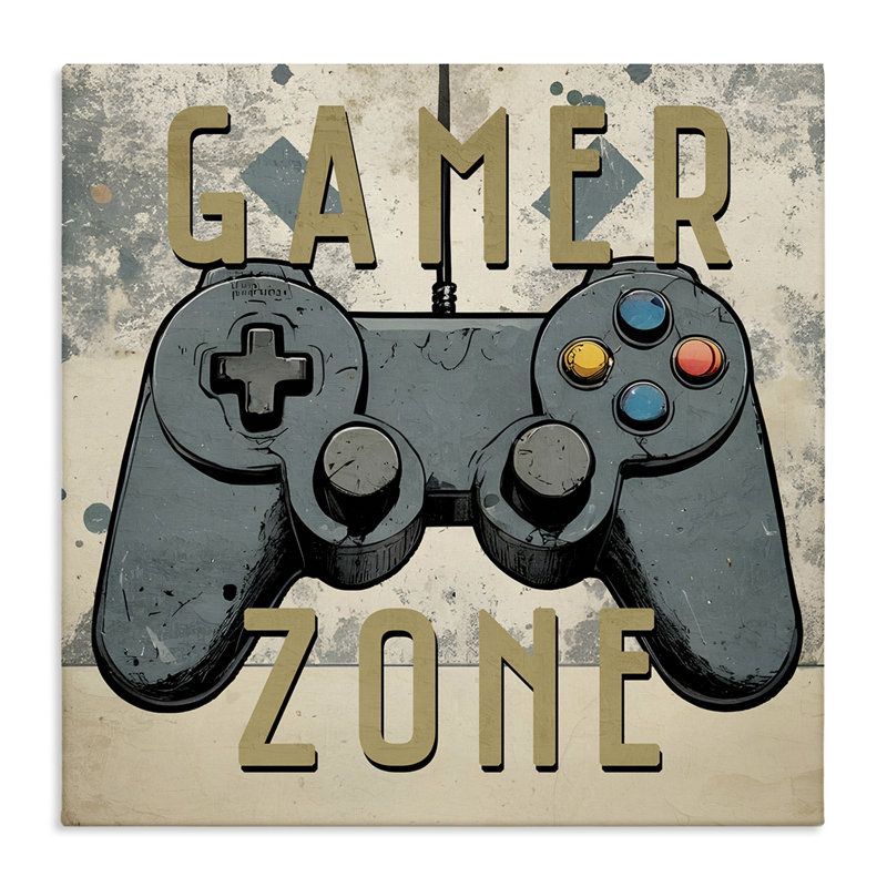 Art mural rétro sur toile par Gamer Zone, H 36 po x l 36 po