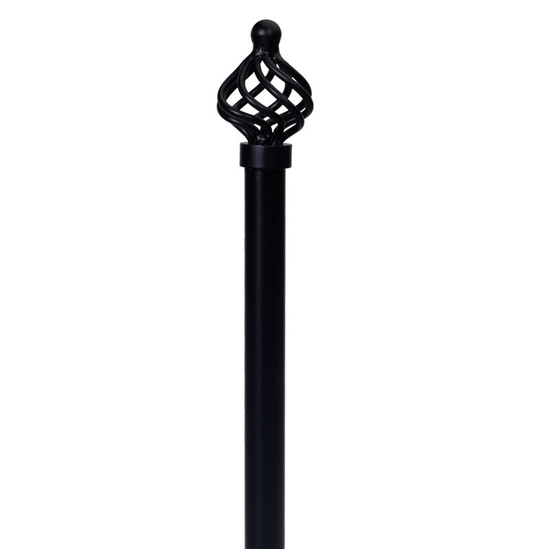 Gengler Adjustable Single Curtain Rod, Black, 2" H x 48" W x 4.5" D