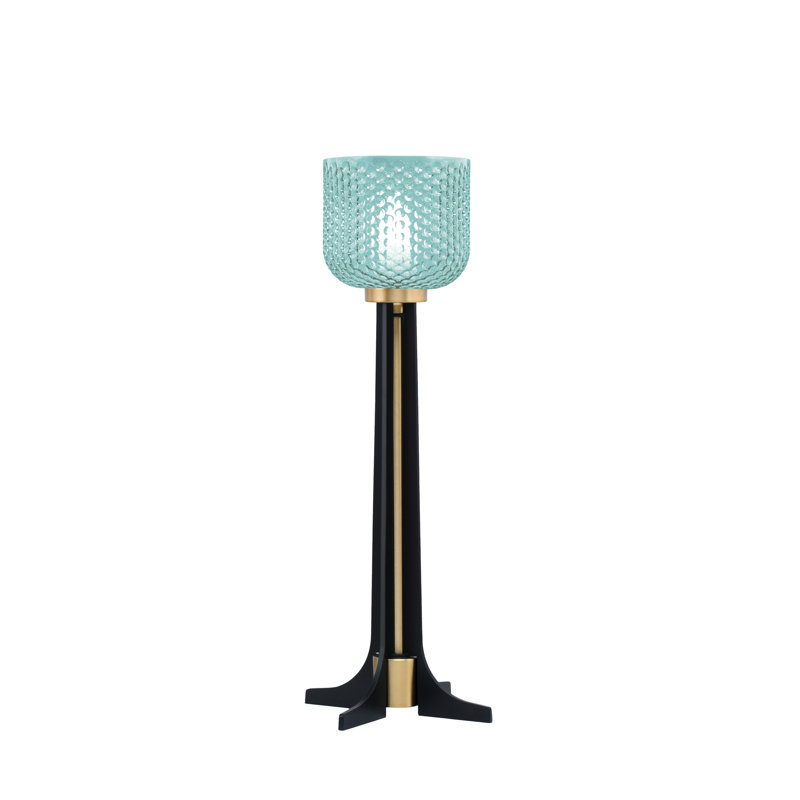 Lampe de table Manyah, Turquoise, Noir mat / laiton nouvel âge