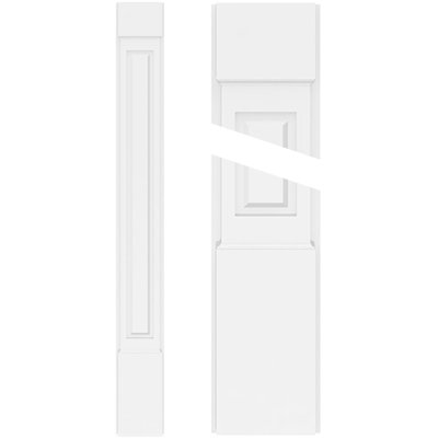 TruCraft Raised Panel Pilaster w/ Standard Capital & Base, 12"W x 96"H x 2"P, Base Can Be Trimmed Up To 6 5/8", Architectural Grade PVC, Sold As Pair