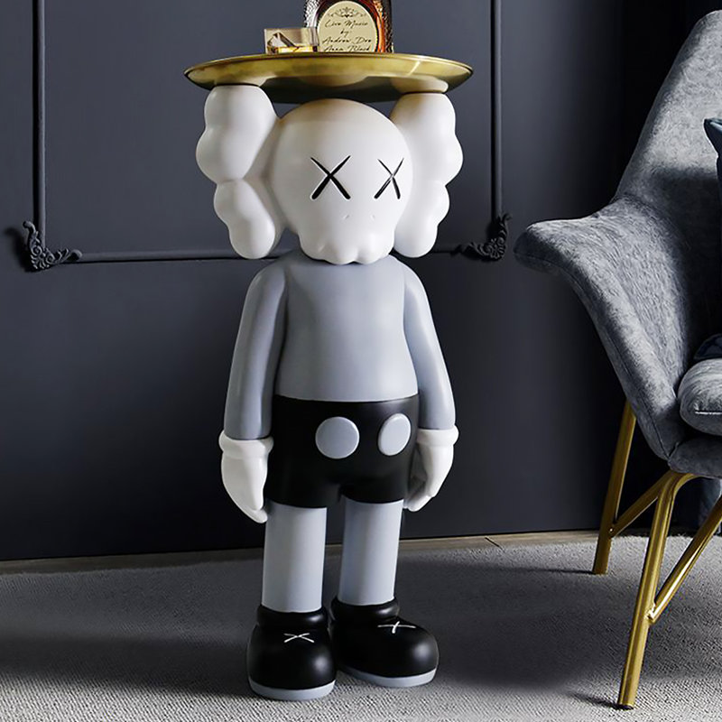 Modern art bear-shaped resin decorative sculpture and tray