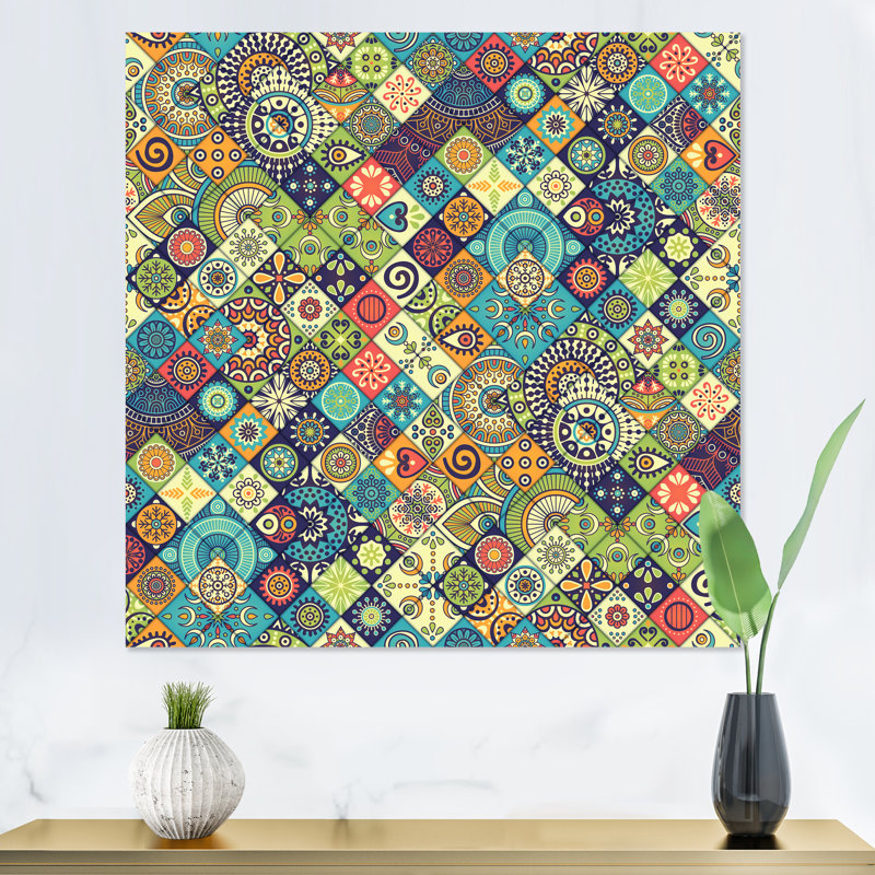 «Ethnic Floral Geometrics», impression sur toile, H 30 po x l 30 po x P 1 po, Toile tendue