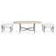Table basse ovale avec 2 repose-pieds