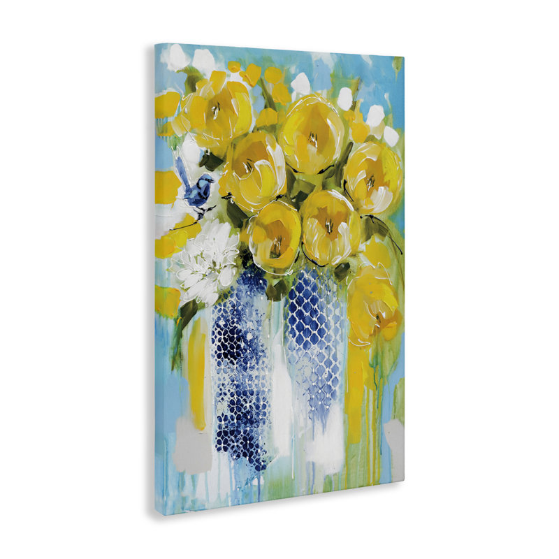 Sunshine Yellow Flowers Canvas, design by Amanda Brooks, 45" H x 30" W