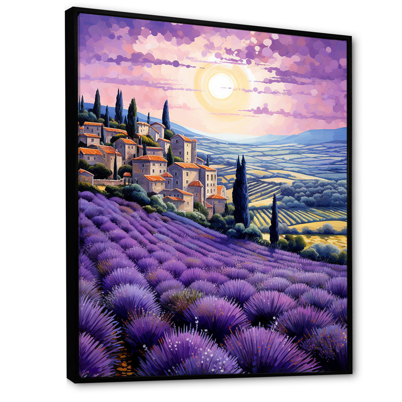 Lavande des champs de Provence sur toile, Cadre flottant noir, H 44 po x l 34 po x P 1,5 po
