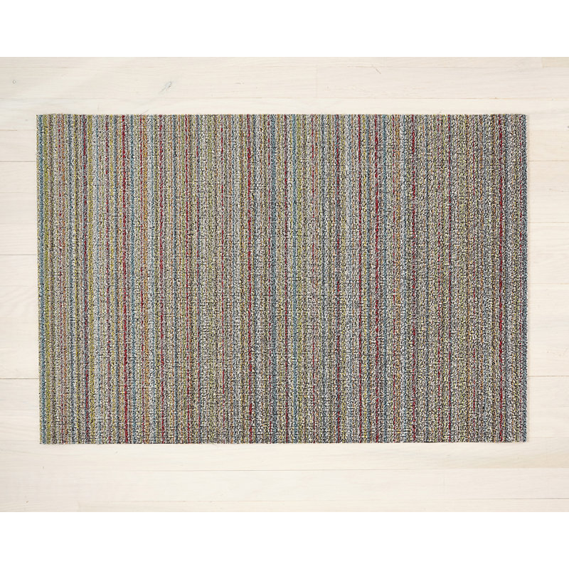 Striped Indoor / Outdoor Doormat, Grey, 0.6cm H x 91cm W x 152cm L