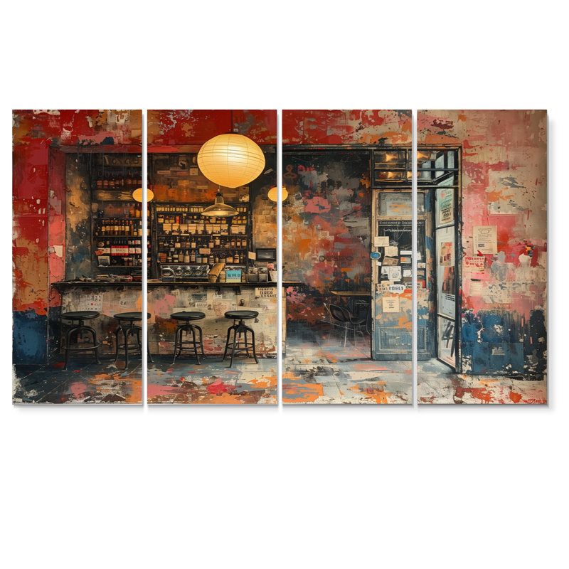Vidrine - Stores & Boutiques, ensemble d'art sur toile, H 32 po x l 64 po
