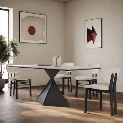 Ensemble de table rectangulaire très simple blanc mat