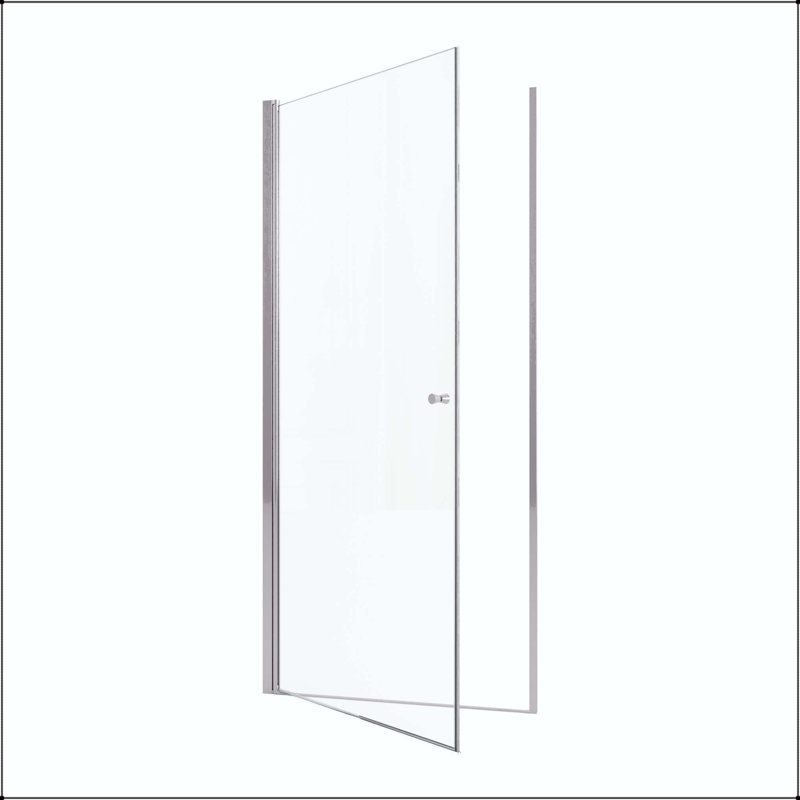 Porte de douche pivotante sans cadre avec verre trempé de 6 mm, fermeture magnétique et installation réversible