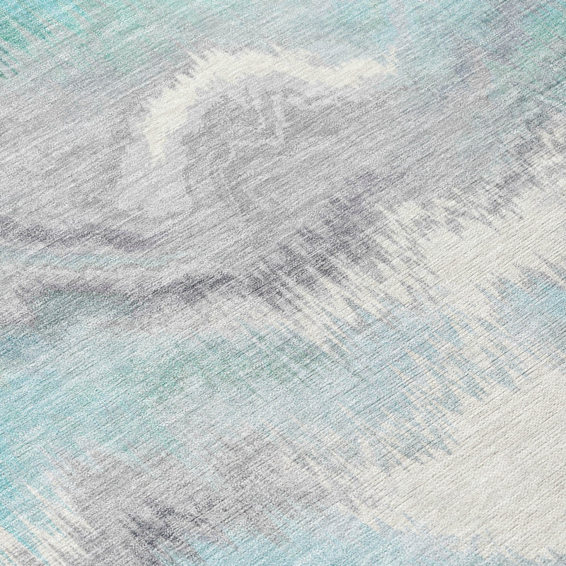 Machine Washable Indoor/Outdoor Millner ACN2258 Swirls Rug, Runner 2'3" x 7'6"
