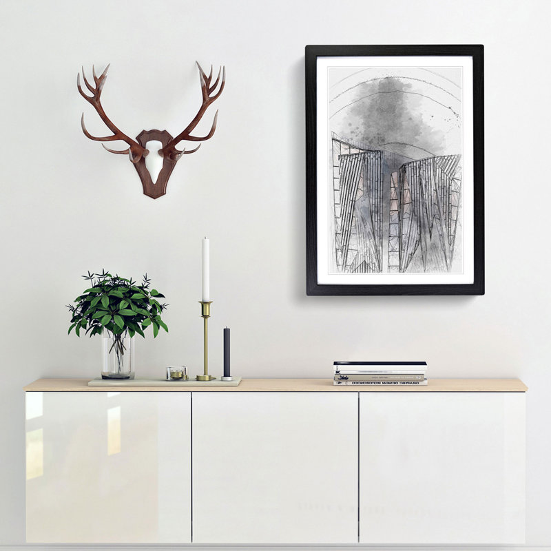 Sketching the Architecture Vol.6 - Picture Frame Drawing Print, Black Framed, 65cm H x 48cm W x 2cm D