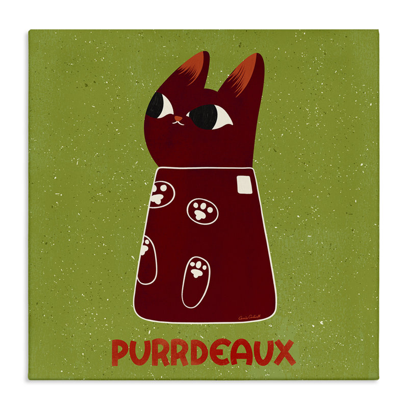 Toile de vin Purrdeaux Feline, design par Carrie Cantwell, H 36 po x l 36 po