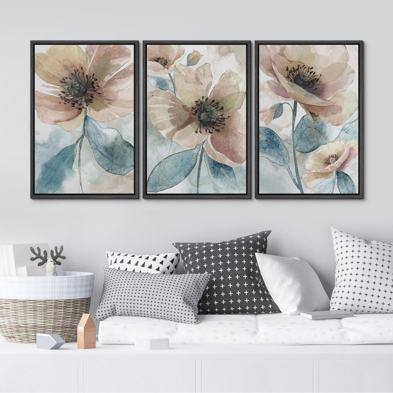 "Rose, élégant, coloré, nature sauvage, art moderne, décor bohème, coloré et chic" - 3 pièces, Noir, H 24 po x l 16 po
