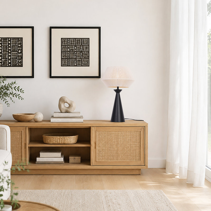 21.7" Oak Wood Base Table Lamp