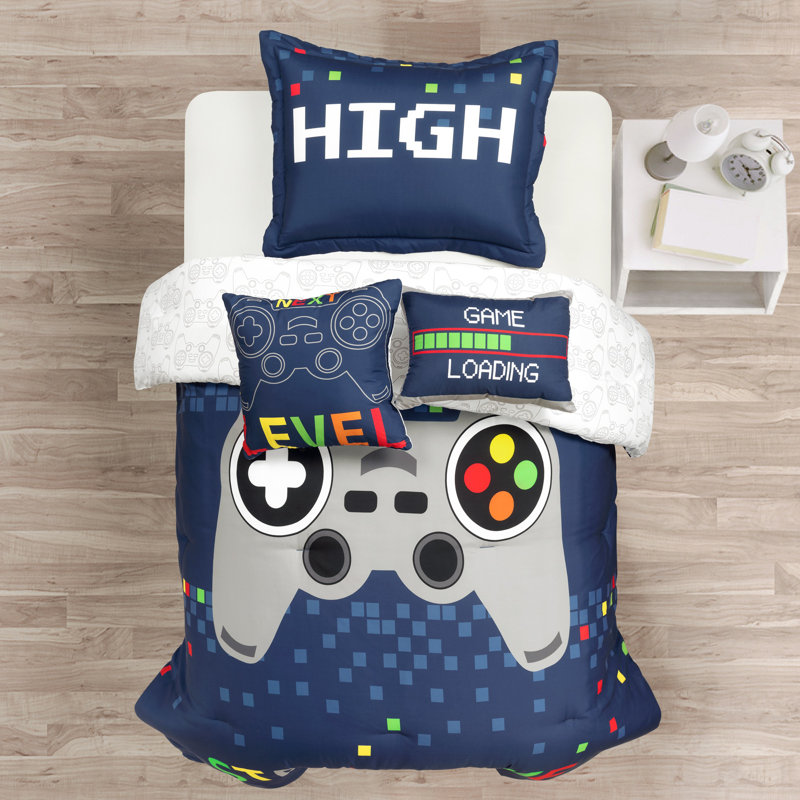 Navy Reversible Twin Microfiber Kids' Comforter Set
