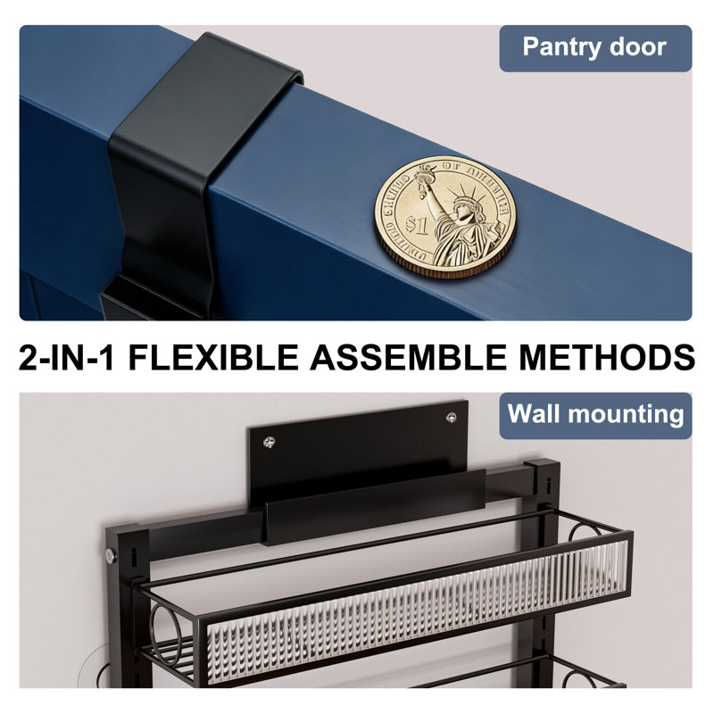 Support à épices avec panier réglable, 9 Tier, Noir