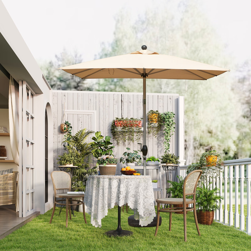 Rectangle Market Umbrella with Center Pole, Beige