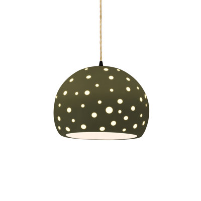 Luminaire suspendu sphère 1 lumière perforée - jaune pâle - laiton antique - l 12,25 po x H 9,25 po - DEL dédiée - cordon torsadé beige