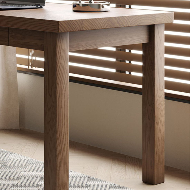 Walnut L-Shaped Solid Wood Writing desk with drawers desk, Left Hand Return, 29.53" H x 70.87" W x 47.24" D