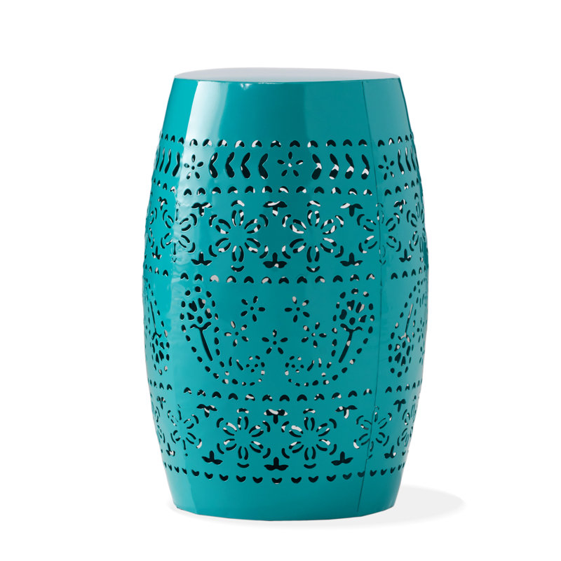 Modern Delicate Lace Cut Side Table, 12.11X12.11X17.69, Teal, Metal Frame, No Assembly Elegant Accent 12.11W X 12.11D 17.69H, Ready To Use