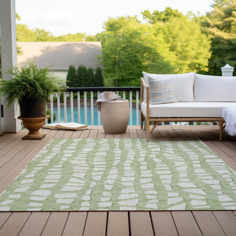 Tapis intérieur / extérieur en polyester tissé à la machine Lamanna, Rectangle 2 pi 6 po x 3 pi 10 po